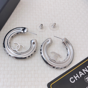 Chanel CC Crystal Hoop Earrings