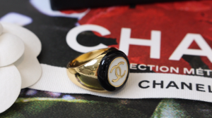 Chanel CC Logo Round Gold Metal Rings