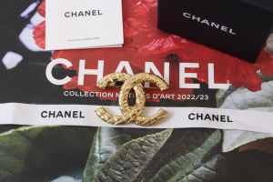 Chanel Gold Metal CC Logo Brooch