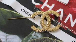 Chanel Gold Metal CC Logo Brooch