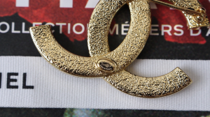 Chanel Gold Metal CC Logo Brooch