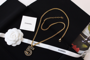 Chanel Navy Blue N5 Pendant Necklaces
