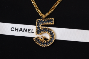 Chanel Navy Blue N5 Pendant Necklaces