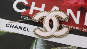 Chanel Pink CC Logo Brooch