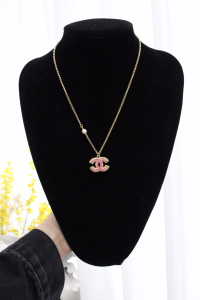 Chanel Pink CC Logo Pendant Necklaces