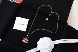 Chanel Pink CC Logo Pendant Necklaces
