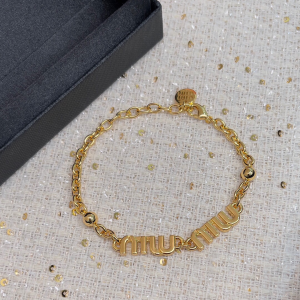 Miu Miu Logo Gold Metal Chain Bracelets
