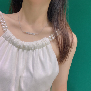 Miu Miu Silver Metal Logo Necklaces