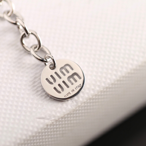 Miu Miu Silver Metal Logo Necklaces
