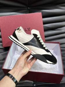 Bally Sussex Mens Sneakers White Black Calfskin and Suede Bally Sussex Mens Sneakers White Black Calfskin and Suede