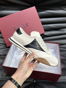 Bally Sussex Mens Sneakers White Black Calfskin and Suede Bally Sussex Mens Sneakers White Black Calfskin and Suede