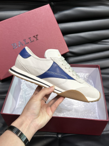 Bally Sussex Mens Sneakers White Blue Calfskin and Suede Bally Sussex Mens Sneakers White Blue Calfskin and Suede