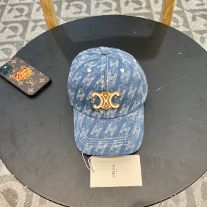 Celine Triomphe Denim Blue Canvas Baseball Cap Hat Celine Triomphe Denim Blue Canvas Baseball Cap Hat