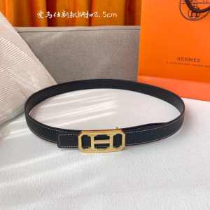 Hermes Black Leather Belt 25MM