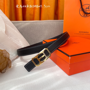 Hermes Black Leather Belt 25MM