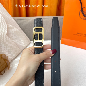 Hermes Black Leather Belt 25MM