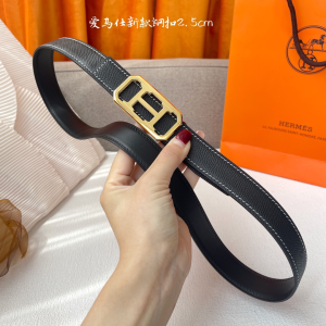 Hermes Black Leather Belt 25MM