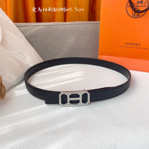 Hermes Black Leather Belt 25MM