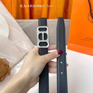 Hermes Black Leather Belt 25MM