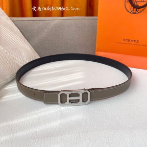 Hermes Grey Leather Belt 25MM