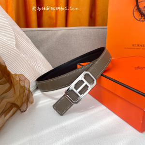 Hermes Grey Leather Belt 25MM