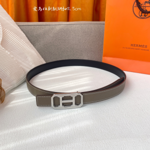 Hermes Grey Leather Belt 25MM