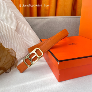 Hermes Orange Leather Belt 25MM
