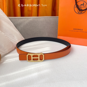 Hermes Orange Leather Belt 25MM