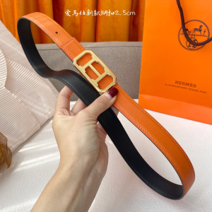 Hermes Orange Leather Belt 25MM