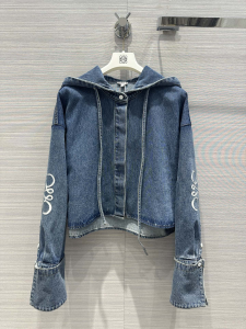 Loewe Anagram Crop Hooded Denim Blue Shirt Loewe Anagram Crop Hooded Denim Blue Shirt