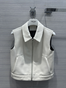 Prada Prada Stretch Nappa Leather Zip Up Vest White Prada Prada Stretch Nappa Leather Zip Up Vest White