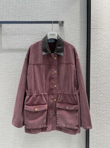 Prada Single Breasted Canvas Jacket Burgundy Purple Prada Single Breasted Canvas Jacket Burgundy Purple