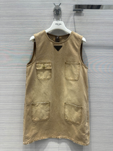 Prada Sleeveless Canvas Mini Dress Beige Prada Sleeveless Canvas Mini Dress Beige