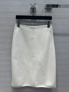 Prada Stretch Nappa Leather Midi Skirt White Prada Stretch Nappa Leather Midi Skirt White