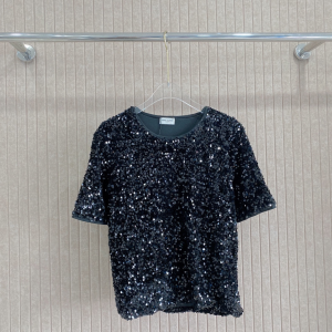 Saint Laurent Sequins Glitter T Shirt Black Saint Laurent Sequins Glitter T Shirt Black