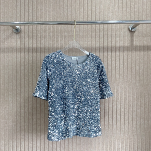 Saint Laurent Sequins Glitter T Shirt Grey Saint Laurent Sequins Glitter T Shirt Grey