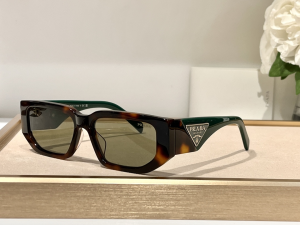 Prada Triangle Logo Tortoise Emerald Eyewear Sunglasses SPR09Z Brown Prada Triangle Logo Tortoise Emerald Eyewear Sunglasses SPR09Z Brown