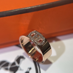 Hermes Diamond H Dunkle Rings Rose Gold