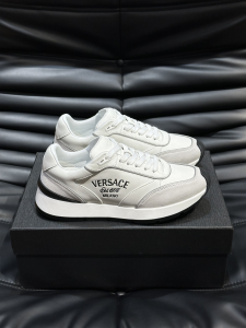 Versace Milano Runner Low Top Sneakers White Suede and Calf Leather Versace Milano Runner Low Top Sneakers White Suede and Calf Leather