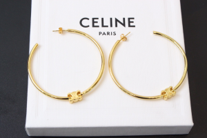 Celine Triomphe Large Hoop Earrings Gold