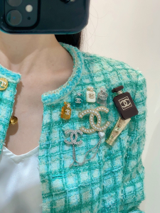 Chanel CC Logo Perfume Resin Brooch