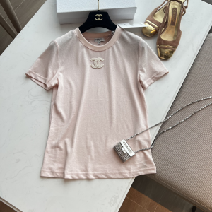 Chanel CC Pink Cotton T Shirt