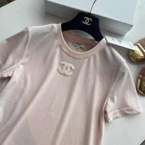 Chanel CC Pink Cotton T Shirt