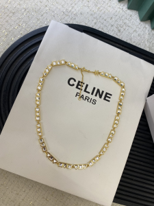 Celine Geometric Gold Strass Necklaces