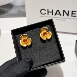 Chanel Gold Camellia Flower Earrings