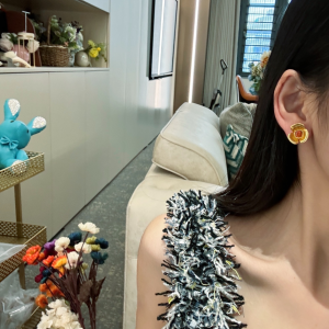 Chanel Gold Camellia Flower Earrings