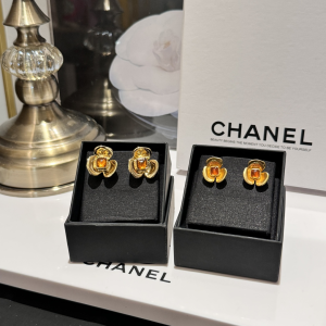 Chanel Gold Camellia Flower Earrings