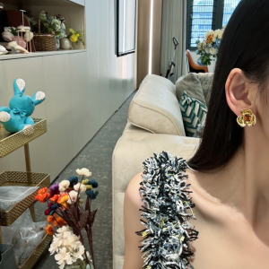 Chanel Gold Camellia Flower Earrings