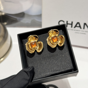 Chanel Gold Camellia Flower Earrings