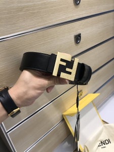 Fendi Squared FF Logo Buckle Black Leather Belt 38MM Fendi Squared FF Logo Buckle Black Leather Belt 38MM